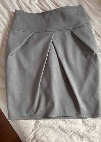 Gri Pilili Midi Kalem Etek