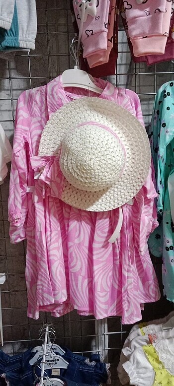 6 Yaş Beden pembe Renk Şapkalı elbise