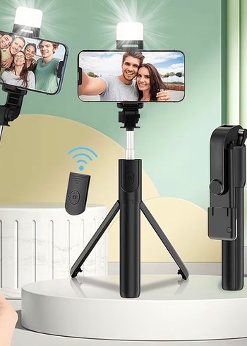 Işıklı Selfie Çubuğu ve Tripod - Görsel 3