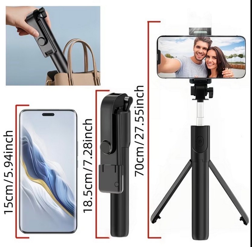 Işıklı Selfie Çubuğu ve Tripod - Görsel 4