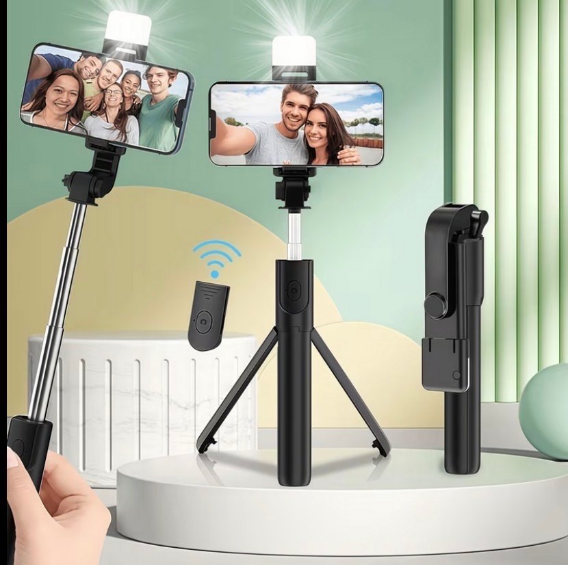 Işıklı Selfie Çubuğu ve Tripod - Görsel 3