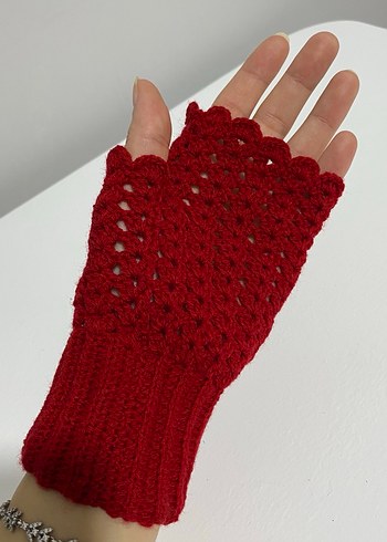 Örgü Parmaksız Kadın Eldiveni - Görsel 4