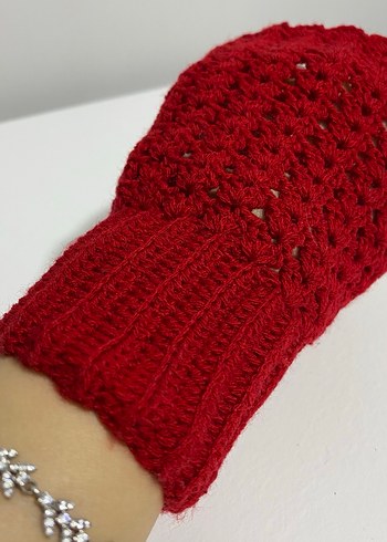 Örgü Parmaksız Kadın Eldiveni - Görsel 2