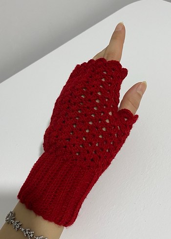 Örgü Parmaksız Kadın Eldiveni - Görsel 7