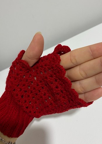 Örgü Parmaksız Kadın Eldiveni - Görsel 6