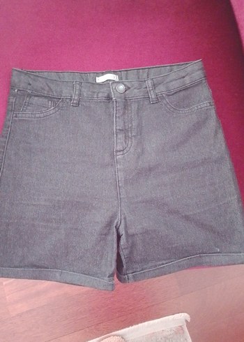 Gri Kadın Denim Mini Şort