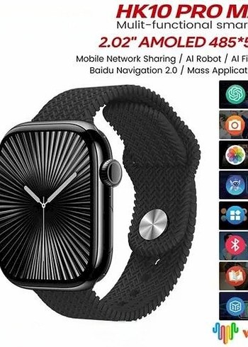 Amoled ekranlı HK10 Pro Max plus Akıllı Saat siyah