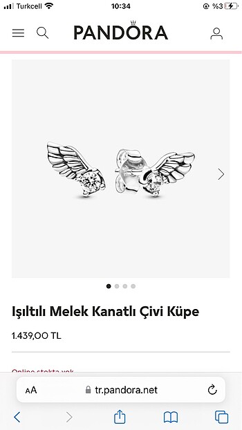 Pandora melek kanatlı küpe