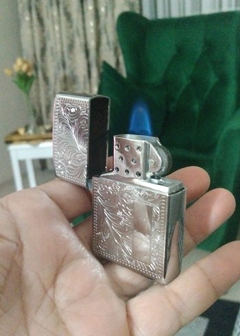 Gri İşlemeli Metal Çakmak - Görsel 4