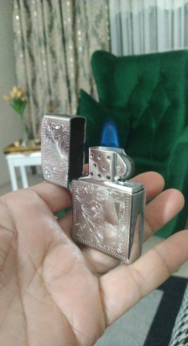 Gri İşlemeli Metal Çakmak - Görsel 4