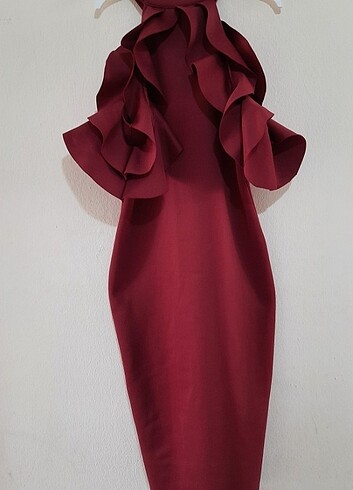 Bordo abiye elbise