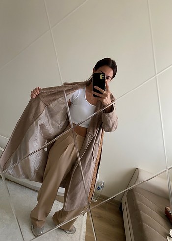s Beden camel Renk Kürklü Bej Midi Kaban