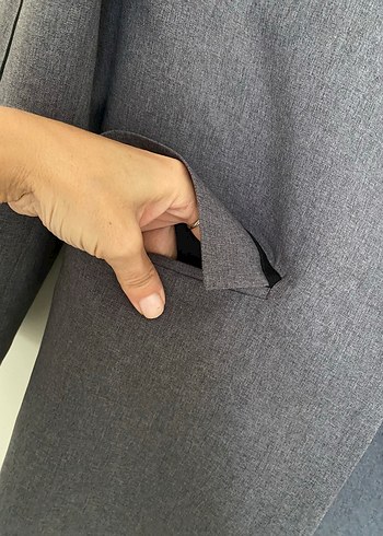 s Beden Kadın Gri Düğmeli Ofis Blazeri