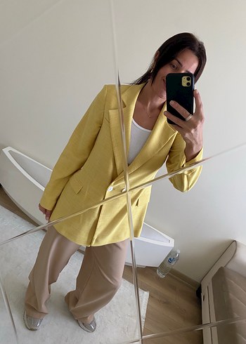 Adil Işık Sarı Düğmeli Kadın Blazer Ceket