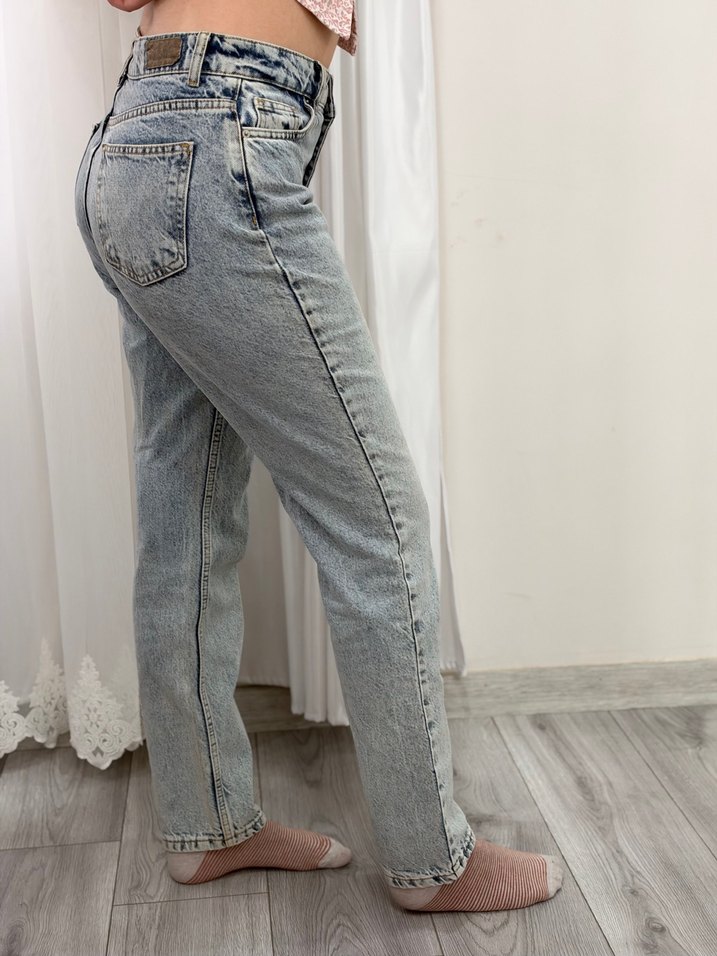Yüksek Bel Açık Mavi Denim Jean — görsel 3/5