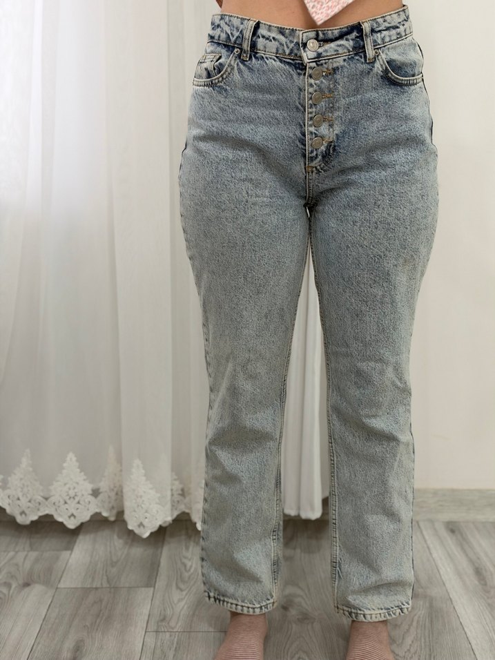 Yüksek Bel Açık Mavi Denim Jean — görsel 2/5