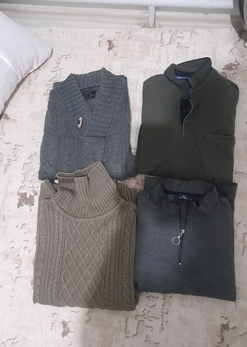 Gri Boğazlı Örgü Erkek Kazak