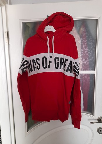 Kadın Kırmızı Kapüşonlu Baskılı Sweatshirt