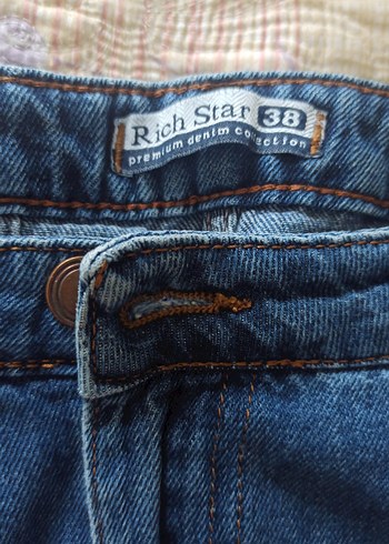 Düğmeli Mavi Kadın Denim Pantolon