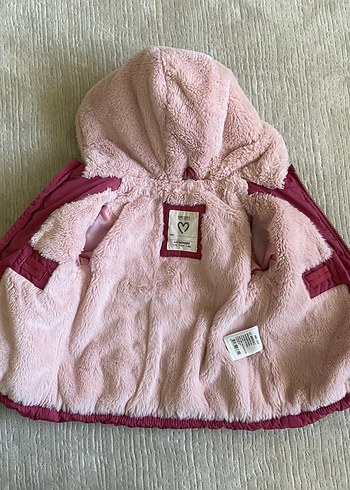 12-18 Ay Beden Kız Çocuk Pembe Kapüşonlu Kaban