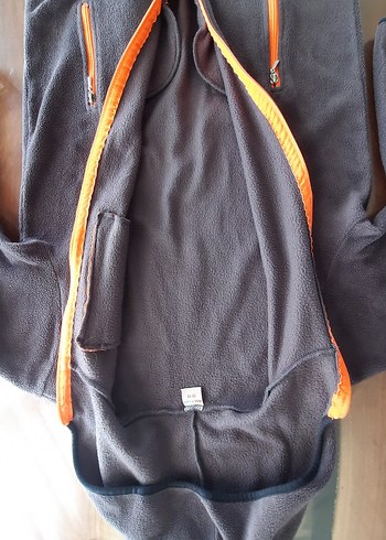 Gri Fermuarlı Kapşonlu polar Sweatshirt - Görsel 4