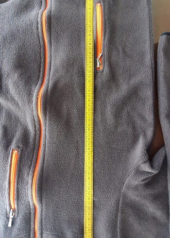 Gri Fermuarlı Kapşonlu polar Sweatshirt - Görsel 3