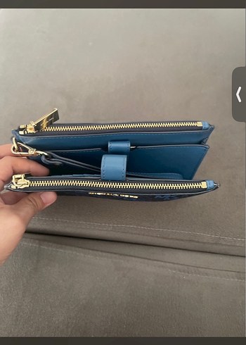 Beden mavi Renk Michael Kors Lacivert Baskılı Fermuarlı Cüzdan