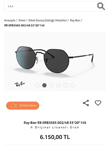 RAY-BAN RB 0RB3565 002/48 53*20*145