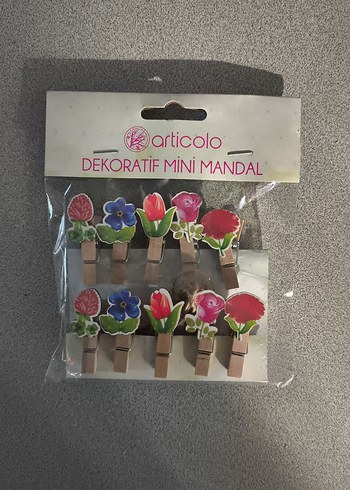 Renkli Çiçek Desenli Mini Mandal Seti - Görsel 3