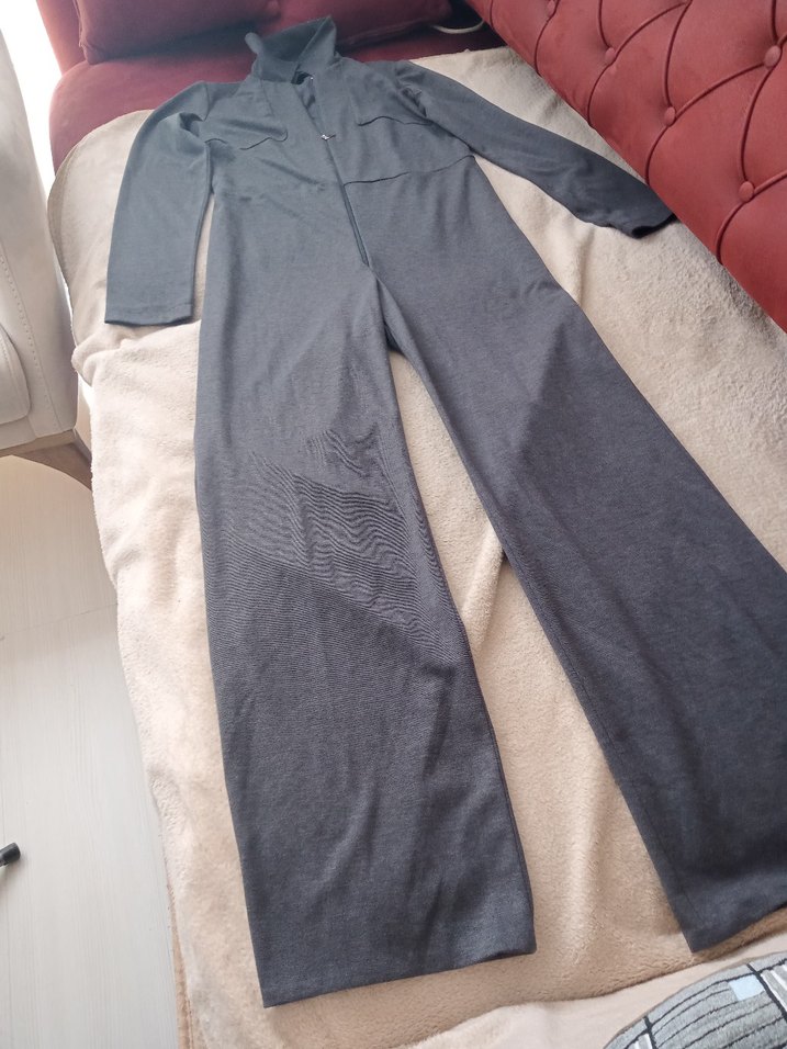 Gri Uzun Kollu Hamile Tulum - Görsel 2