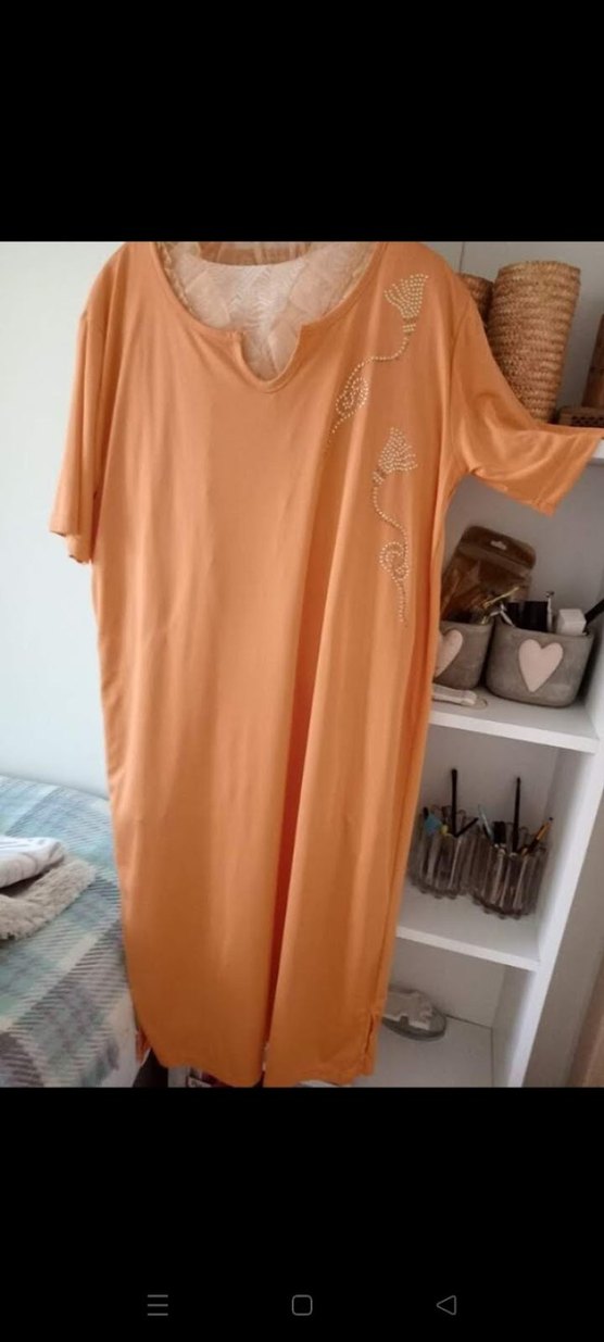 turuncu M beden işli çok şık sıfır elbise seten ipek - Görsel 2