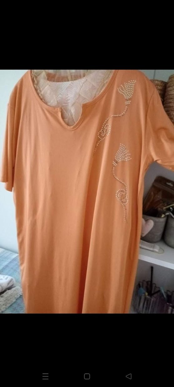 turuncu M beden işli çok şık sıfır elbise seten ipek - Görsel 3