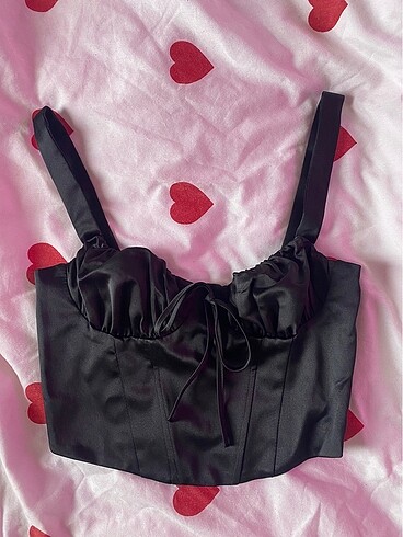 saten kumaş korseli crop büstiyer