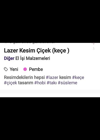  Beden pembe Renk Lazer kesim çiçek (keçe)