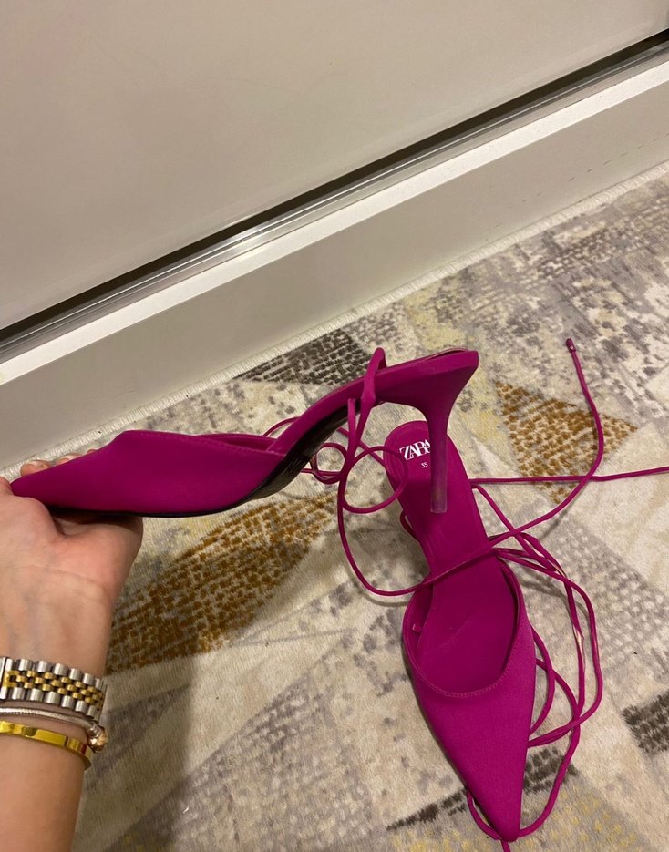 Zara bağcık Detaylı Pembe Stiletto - Görsel 2