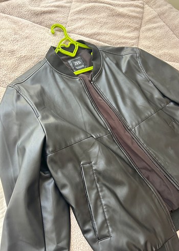 Siyah Deri Fermuarlı Ceket - Görsel 4