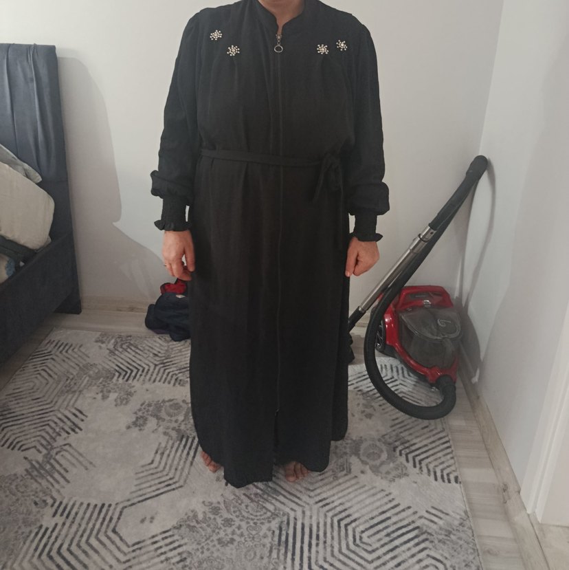 Siyah Uzun Kollu Gotik Salaş Elbise - Görsel 5