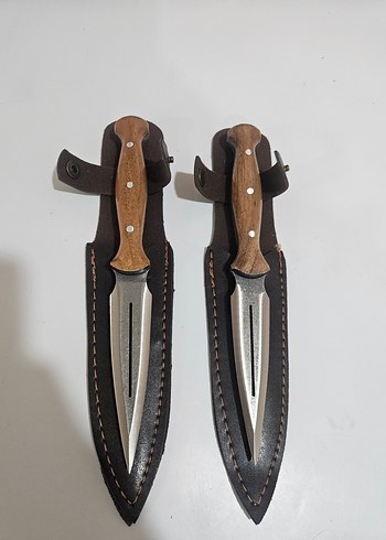 Kahverengi Ahşap Saplı Çift Bıçak Seti - Görsel 2