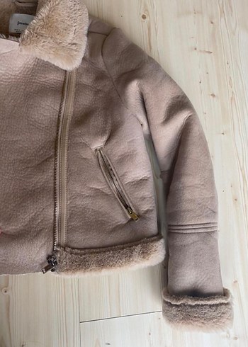 Bej Süet Kürklü Kadın Ceket - Görsel 2