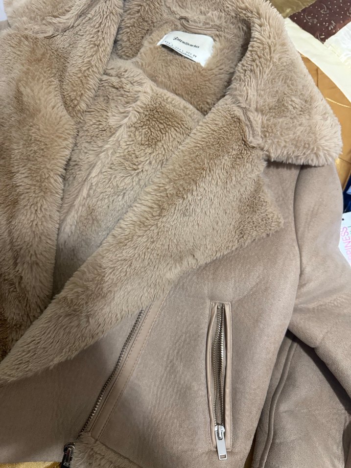 Bej Süet Kürklü Kadın Ceket - Görsel 5