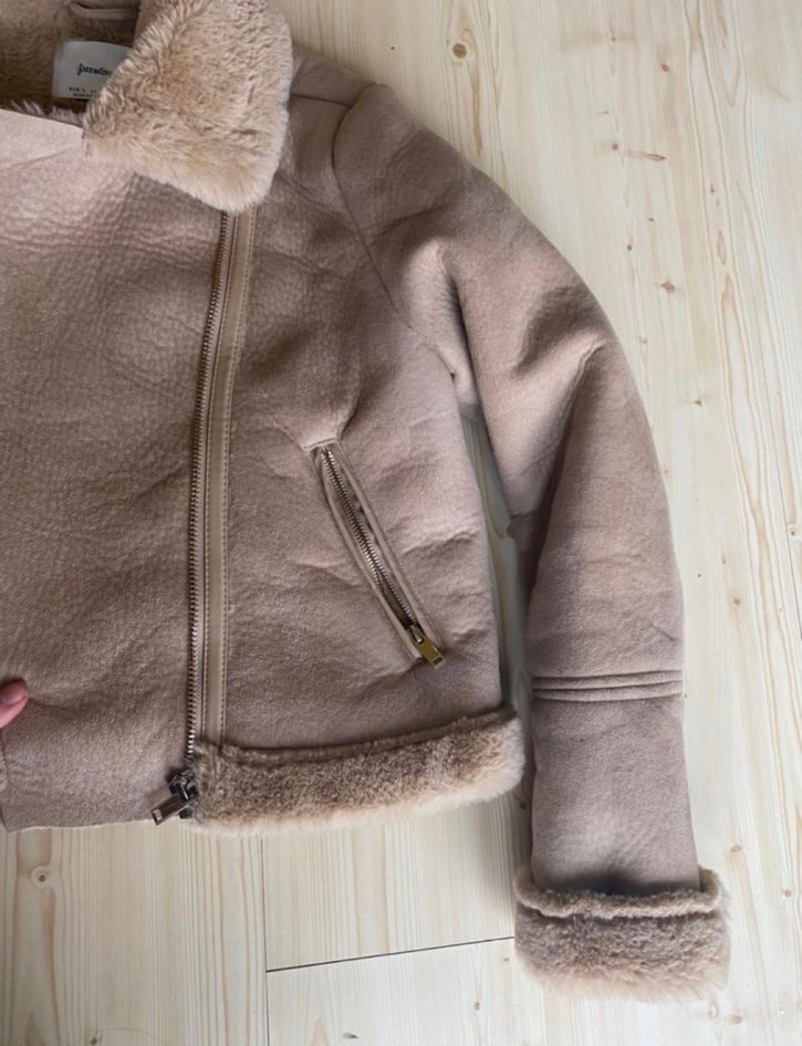 Bej Süet Kürklü Kadın Ceket - Görsel 2