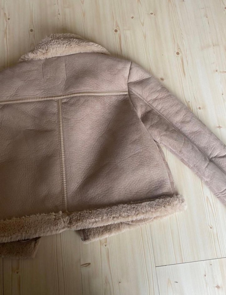 Bej Süet Kürklü Kadın Ceket - Görsel 3