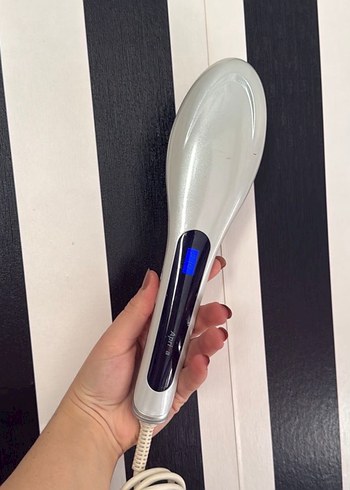 Gri Elektrikli Saç Düzleştirici Fırça - Görsel 2