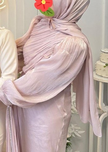 Pembe Drapeli Uzun Abiye Elbise - Görsel 4