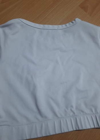 Beyaz Kadın Kısa Kollu Crop Top - Görsel 2