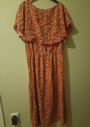 Bohem V Yaka Bağcıklı Uzun Elbise - Görsel 5