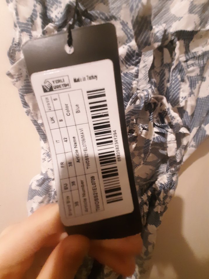 mavi Bağlamalı Desenli Uzun Bohem Elbise - Görsel 5