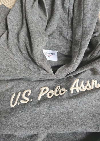 U.S. Polo Assn. Kapüşonlu Gri Sweatshirt - Görsel 2