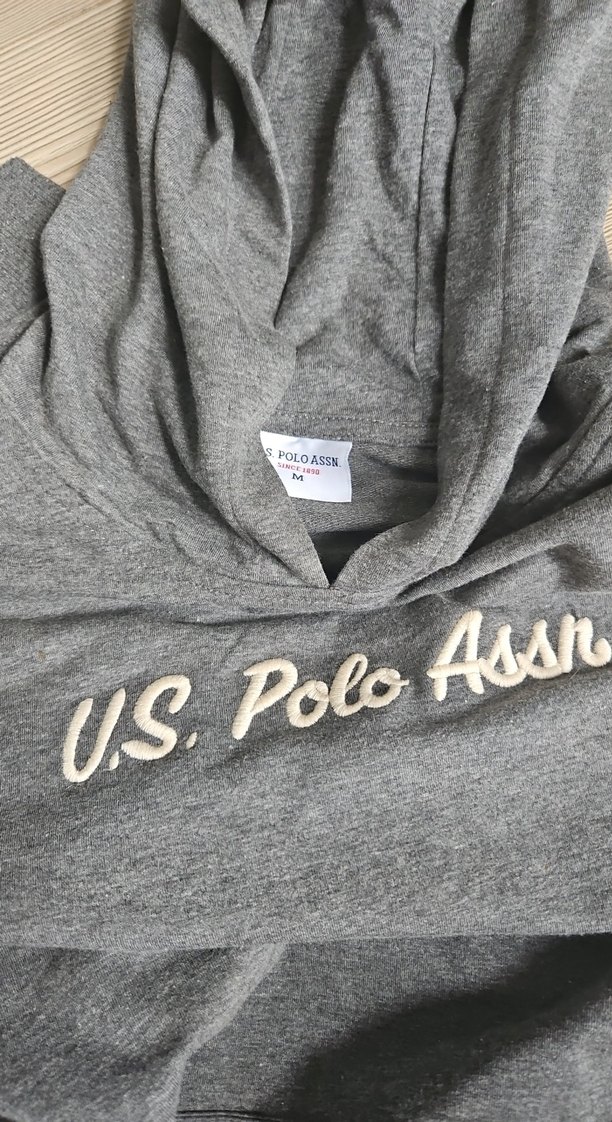 U.S. Polo Assn. Kapüşonlu Gri Sweatshirt - Görsel 2