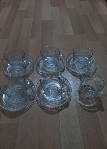 6'lı Cam Fincan ve Tabağı Seti
